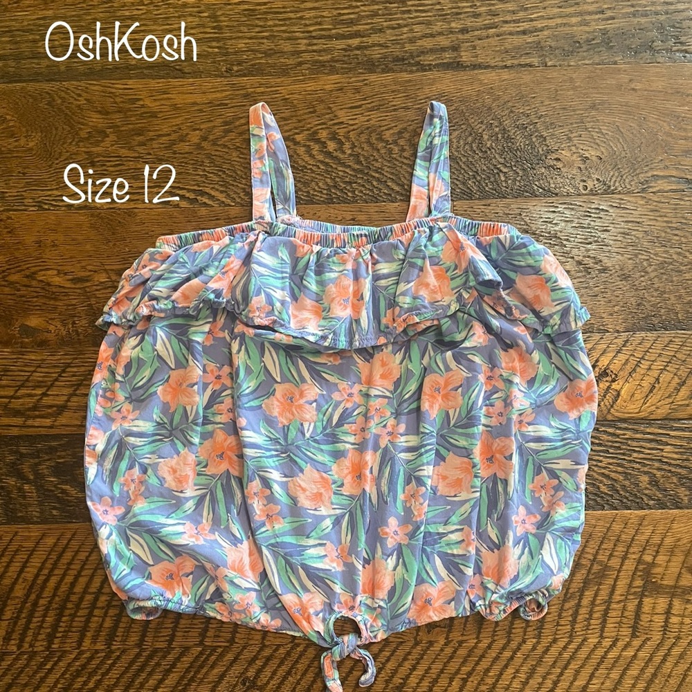 OshKosh Luau Print — VGUC — Tie Front tank — size 12